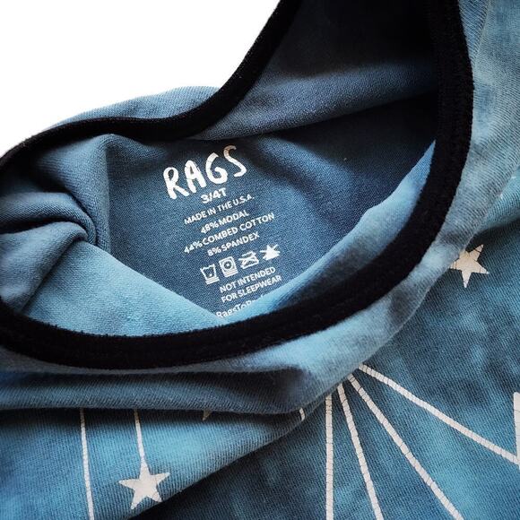 Rags 3/4T Geostar Tie Dye Blue Romper Stretchy Rare HTF 3T - Picture 4 of 4